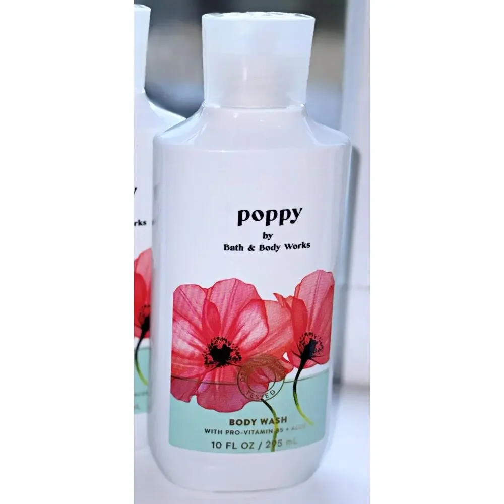 Bath & Body Works Poppy Floral 10oz Shower Gel Body Wash with Aloe B5 x3